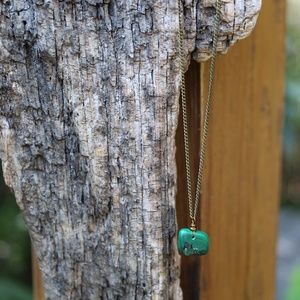 Green Malachite & Brass Necklace